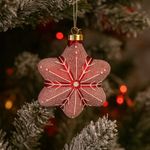 Adorno Navideño Estrella Roja con Escarcha