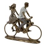 Figura Decorativa de Pareja en Bicicleta 28Cm