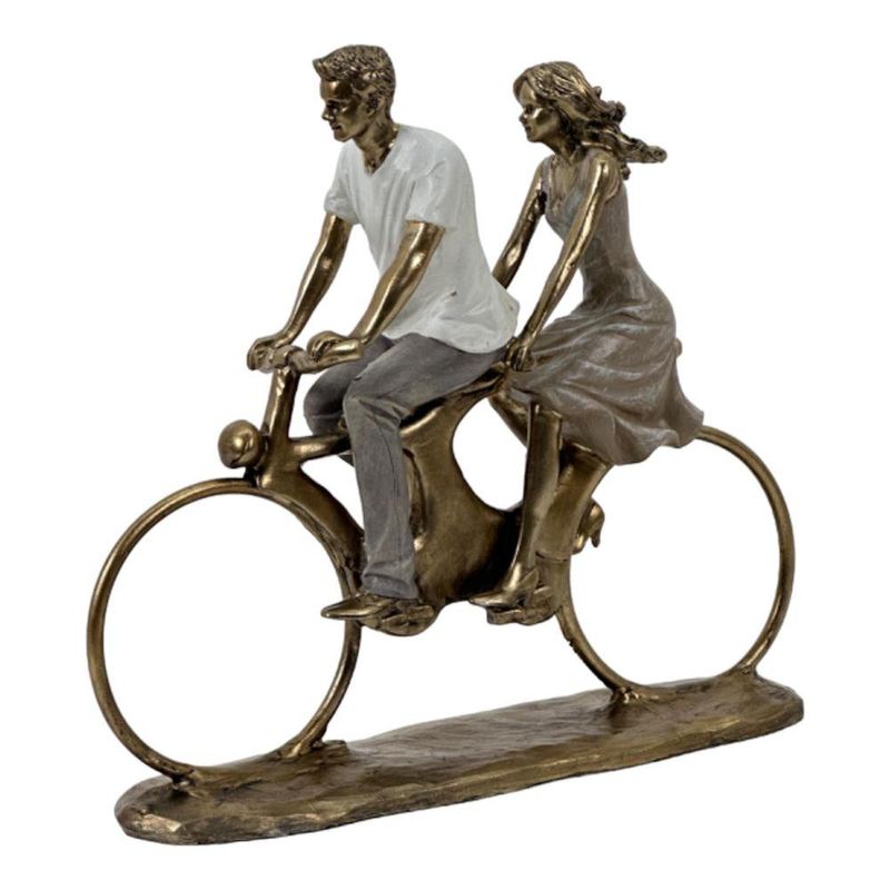 Figura Decorativa de Pareja en Bicicleta 28Cm