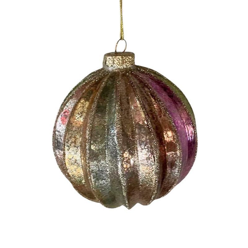 Esfera Navideña Multicolor con Acabado Vintage y Brillos