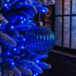 Esfera Navideña Azul Tornasol con Relieve