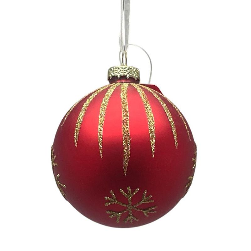 Bomba Navideña 10 cm Color Rojo con Detalles Dorados