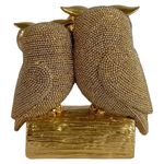 Escultura Decorativa Búhos Dorados