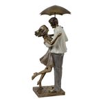 Figura Decorativa Pareja Bailando Bajo Paraguas 34Cm