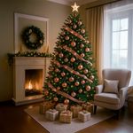 Listón Navideño de 2.5 plg x 10 yardas Color Rosado con Brillos