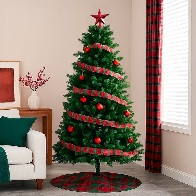 Listón Navideño Escocés de 2.5 plg x 10 yardas Color Rojo y Verde