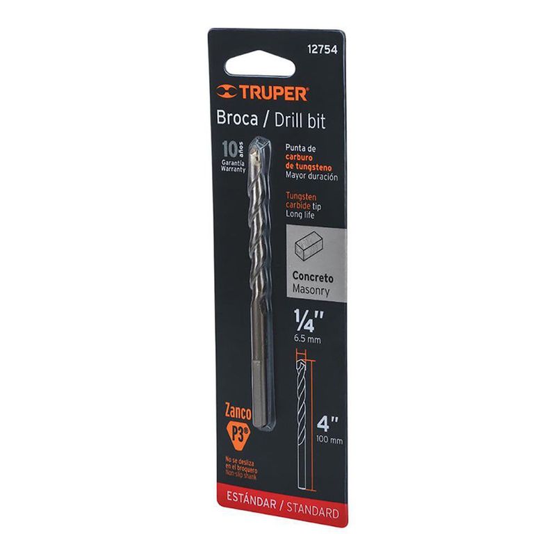 Broca para Concreto 1/4 x 4 plg