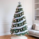 Listón Navideño Tornasol de 2.5 plg x 10 yardas Color Azul Iridiscente