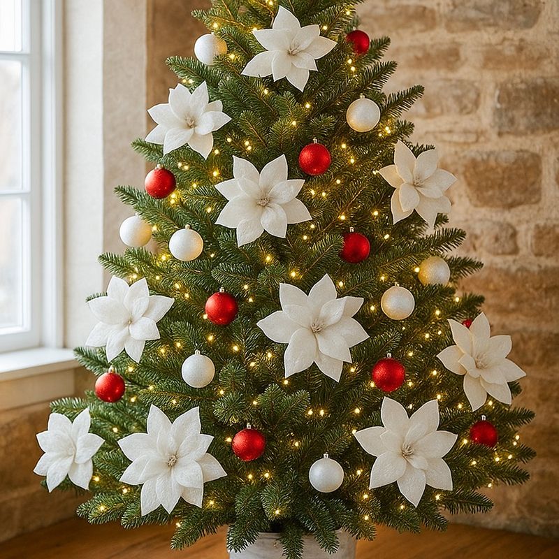 Flor Decorativa Pascua Blanca 26Cm