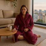 Bata de Franela Color Uva Unitalla