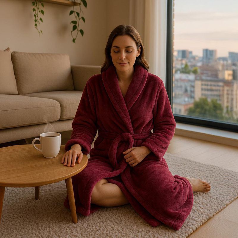 Bata de Franela Color Uva Unitalla