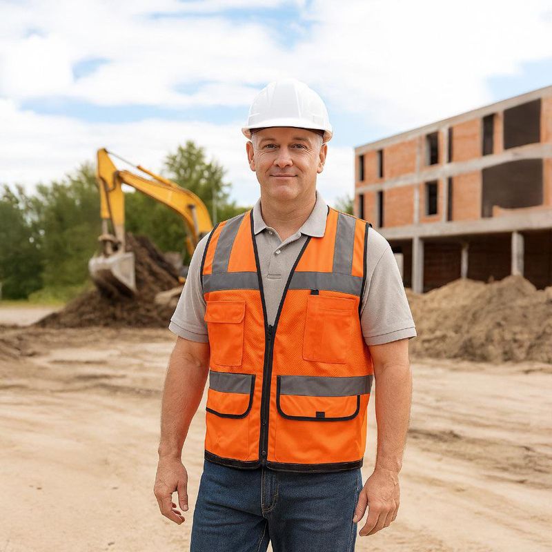 Chaleco de Seguridad Reforzado Naranja con Bolsas Talla XL