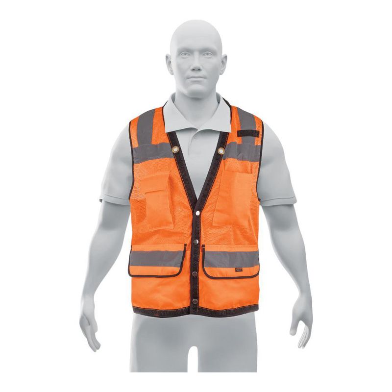 Chaleco de Seguridad Reforzado Naranja con Bolsas Talla XL