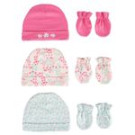 Set Gorro y Guantes Flores 6 Pzas