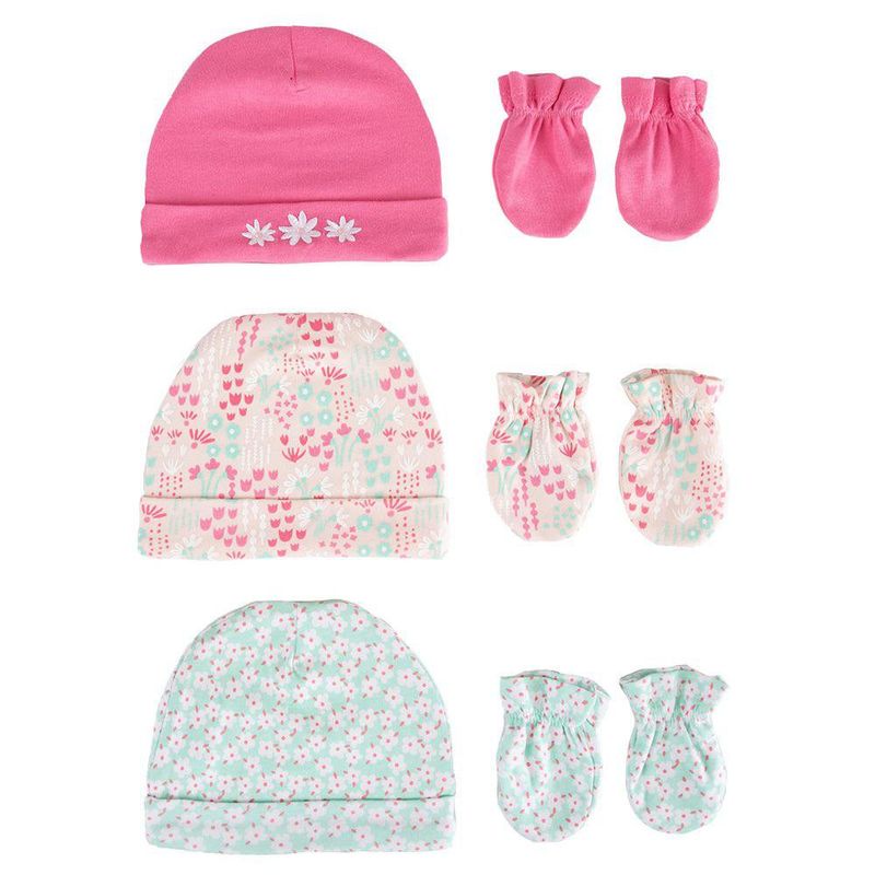 Set Gorro y Guantes Flores 6 Pzas
