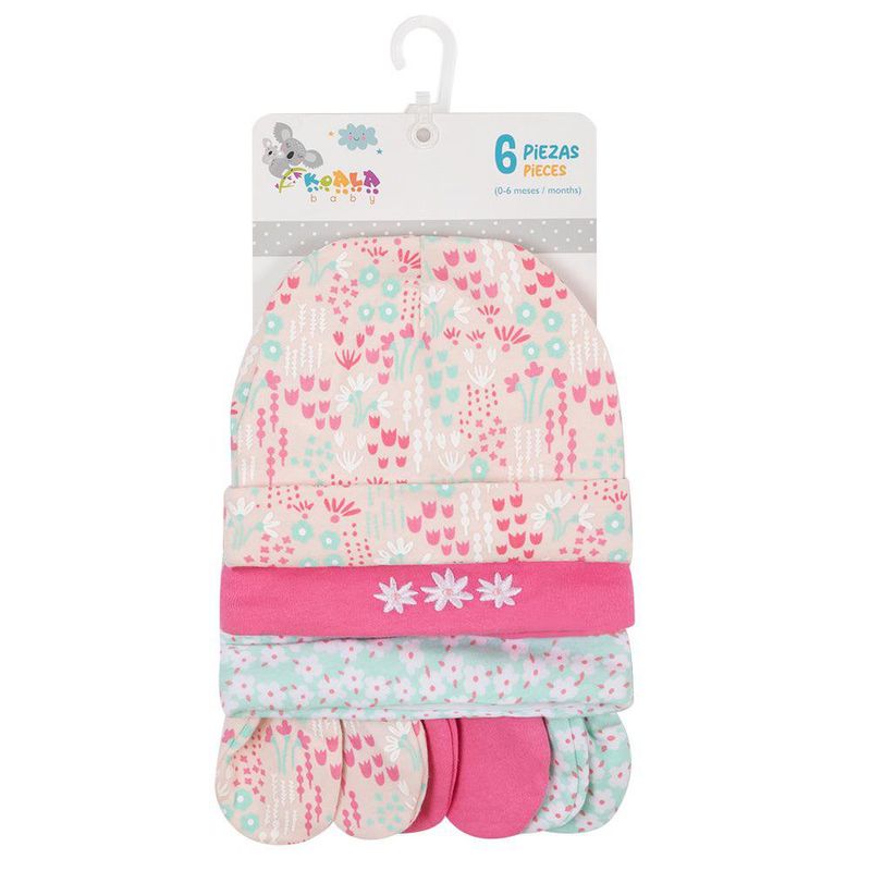 Set Gorro y Guantes Flores 6 Pzas