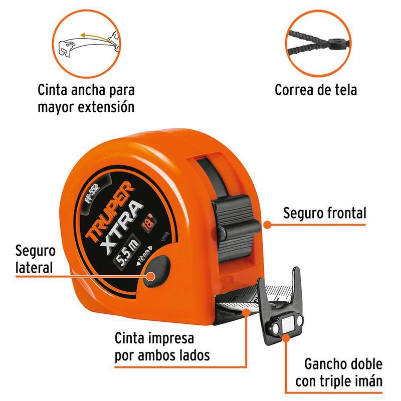 Cinta Métrica Xtra 1 1/8 plg x 5.5 m