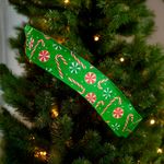 Listón Navideño Bastones y Dulces de 2.5 plg x 10 yardas Color Verde