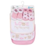 Set Baberos y Calcetas Love Rosa 5 Pzas