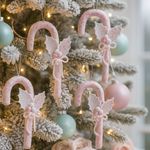 Bastón Decorativo con Listón Rosado