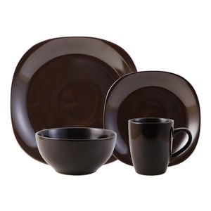Vajilla Cuadrada Chocolate 16 Pzas