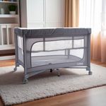 Corral Cuna de 2 Niveles Gris