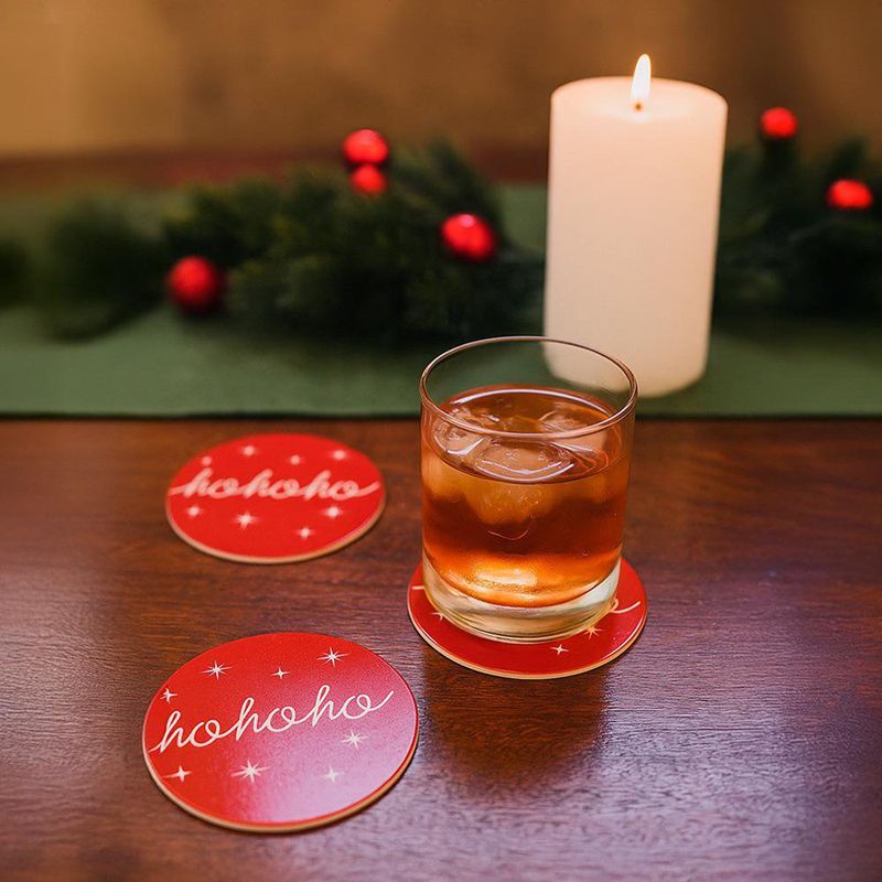 Set de 4 Portavasos Diseño Navideño HoHoHo