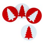 Set de 4 Portavasos Diseño con Árbol Rojo y Blanco
