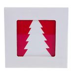 Set de 4 Portavasos Diseño con Árbol Rojo y Blanco