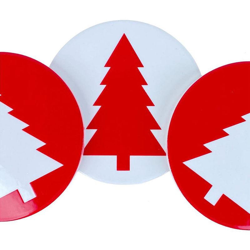 Set de 4 Portavasos Diseño con Árbol Rojo y Blanco