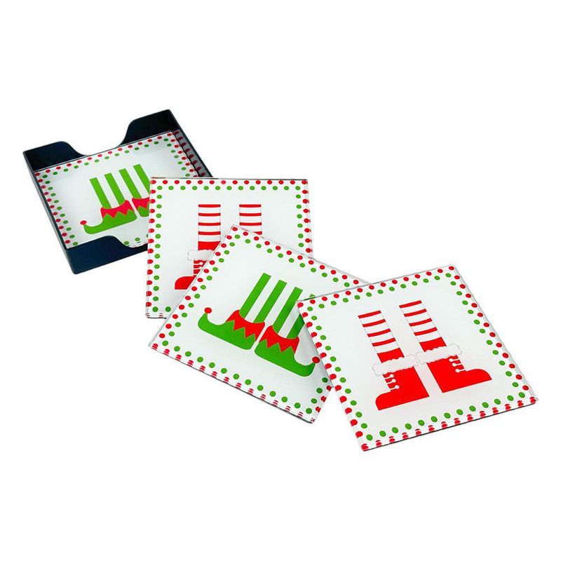 Set de 4 Portavasos Cuadrados Diseño Navideño