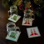 Set de 4 Portavasos Cuadrados Diseño Navideño