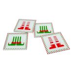 Set de 4 Portavasos Cuadrados Diseño Navideño