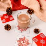 Set de 5 Portavasos Cuadrados Copos Navideños