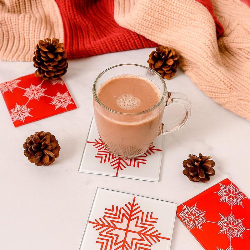 Set de 5 Portavasos Cuadrados Copos Navideños