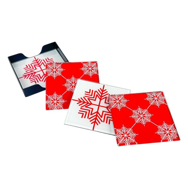 Set de 5 Portavasos Cuadrados Copos Navideños