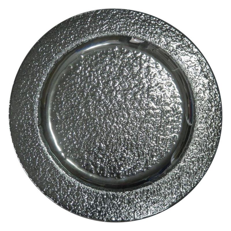 Plato Base Vidrio Plateado 34Cm