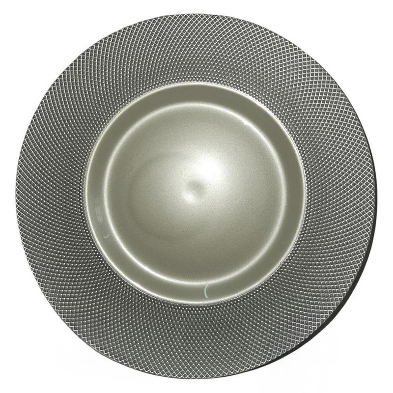 Plato Base Vidrio Plateado 33Cm