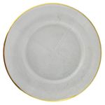 Plato Base Vidrio Orilla Dorada 33Cm