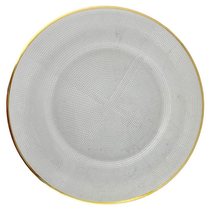 Plato Base Vidrio Orilla Dorada 33Cm