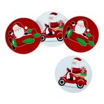 Set de 4 Portavasos Diseño Santa en Motoneta y Avioneta