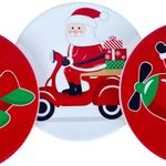 Set de 4 Portavasos Diseño Santa en Motoneta y Avioneta