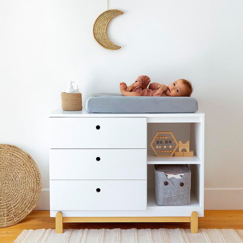 Gavetero Con 3 Cajones y Cubículos Blanco