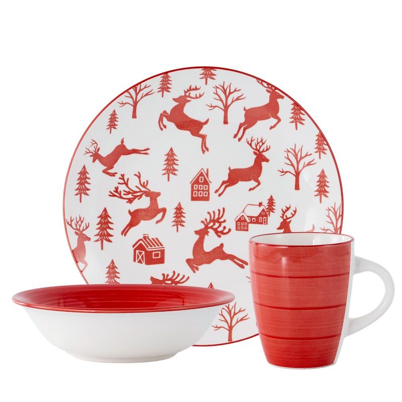 Set de Vajilla Navidad con Renos 12 Pzs