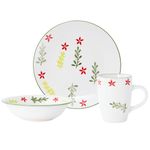 Vajilla Navideña de 12 Piezas con Diseño Floral