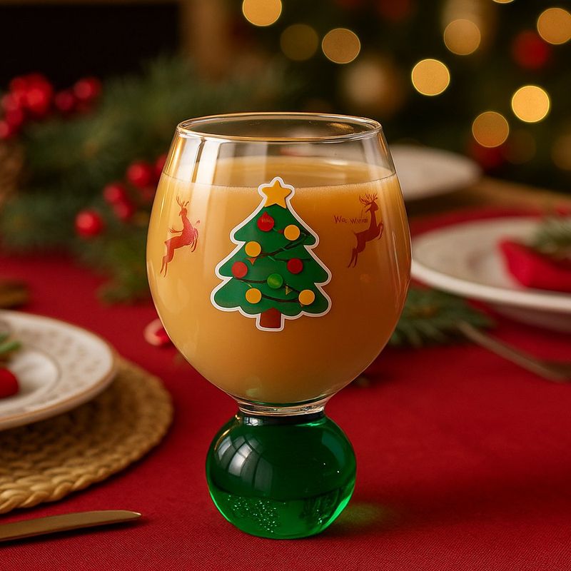Set de 2 Vasos de Cristal con Diseño Árbol  Navideño 19.6Oz
