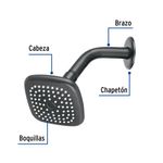 Regadera Fija Cuadrada con Brazo Aero Multiposición Negro 3.75 Plg