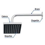 Regadera Cuadrada ABS Cromo con Brazo 6 Plg