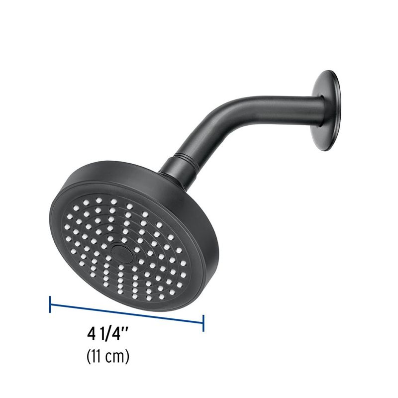Regadera Fija Redonda con Brazo y Chapetón Basic Negro 4.25 Plg