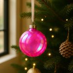 Esfera Navideña Rosada Lisa Tornasol